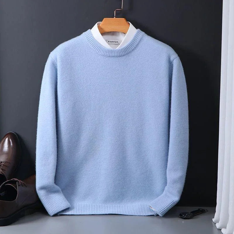 Men's plain crew neck sweater with long sleeves