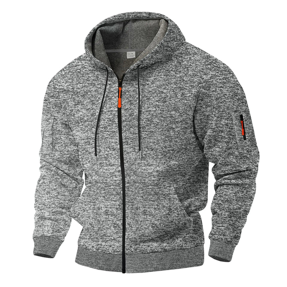 Men's hooded textured fleece jacket with full zip and long sleeves