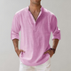Men's Oversized Linen Shirt, Breathable Relaxed Fit Long Sleeve Summer Casual Shirt