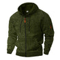 Men's hooded textured fleece jacket with full zip and long sleeves