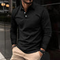 Men's long sleeve collared polo shirt with button placket