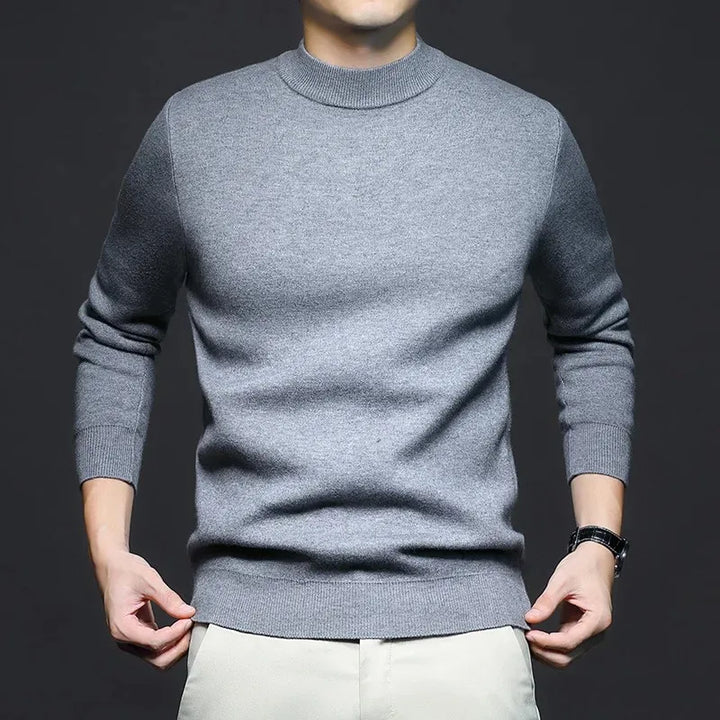 Men's mock neck knit sweater with ribbed trim