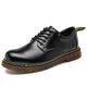 Men's lace-up shoes with round toe, lug sole and stitched trim