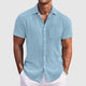 Men's Striped Short Sleeve Shirt, Lightweight Button-Up with Turn-Down Collar and Chest Pocket