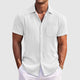 Men's Striped Short Sleeve Shirt, Lightweight Button-Up with Turn-Down Collar and Chest Pocket