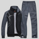 Men's geometric tracksuit set with zip jacket and full-length trousers