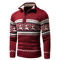 Men's patterned half-zip jumper with stand collar and long sleeves