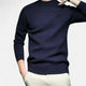 Men's crew neck knit sweater with ribbed collar and hem