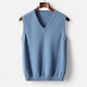 Men's sleeveless V-neck knitted jumper with ribbed trims