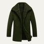 Men's shearling-style overcoat with wide collar, button front and angled pockets