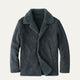 Men's shearling-style overcoat with wide collar, button front and angled pockets
