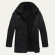 Men's shearling-style overcoat with wide collar, button front and angled pockets