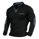 Men's V-neck sweatshirt with button placket and contrast elbow patches