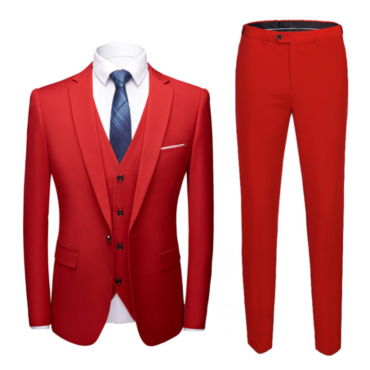 Men's 3 Piece Suit, Classic Fit Tailored Blazer Waistcoat & Trousers for Weddings