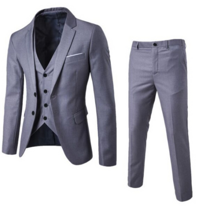 Men's 3 Piece Suit, Classic Fit Tailored Blazer Waistcoat & Trousers for Weddings