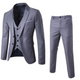 Men's 3 Piece Suit, Classic Fit Tailored Blazer Waistcoat & Trousers for Weddings