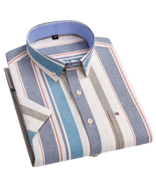Men's Cotton Shirt, Tailored Fit Breathable Button-Up Business Casual Long Sleeve Shirt
