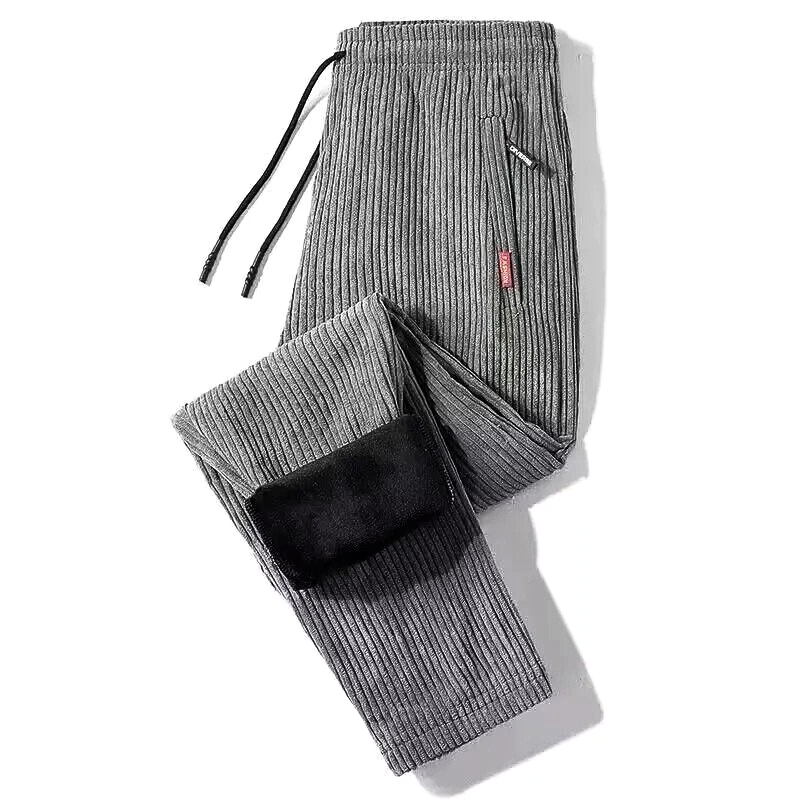 Straight-leg corduroy trousers with drawstring waist and side pockets