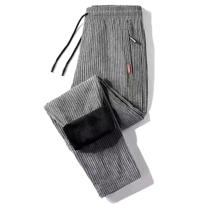 Straight-leg corduroy trousers with drawstring waist and side pockets