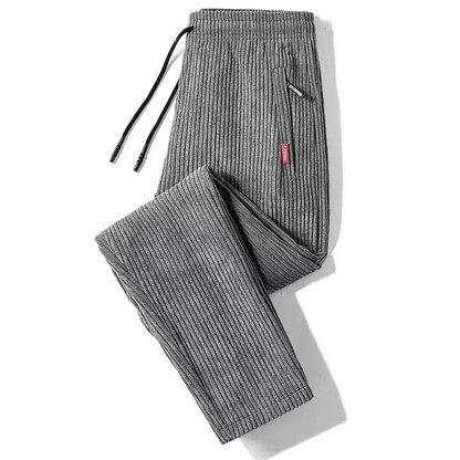 Straight-leg corduroy trousers with drawstring waist and side pockets