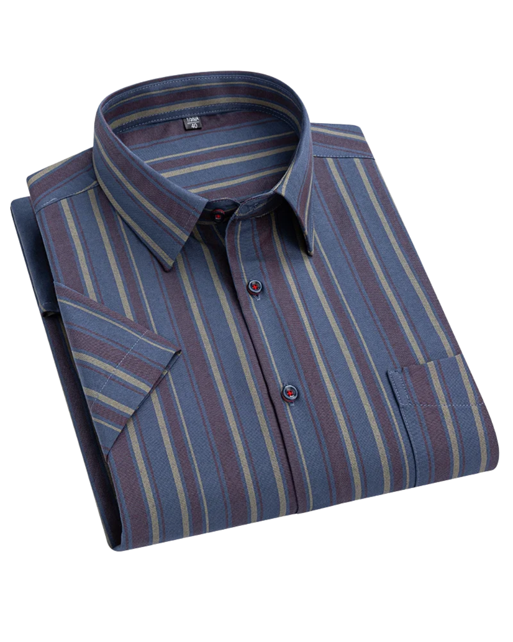 Men's Short Sleeve Cotton Shirt, Slim Fit Breathable Button-Down Casual Summer Shirt
