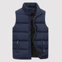 Men's sleeveless padded puffer gilet with high stand collar and two zipped pockets