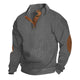 Textured knit sweater with funnel neck and elbow patches