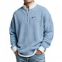 Men's textured half-zip jumper with stand collar and zipped pockets