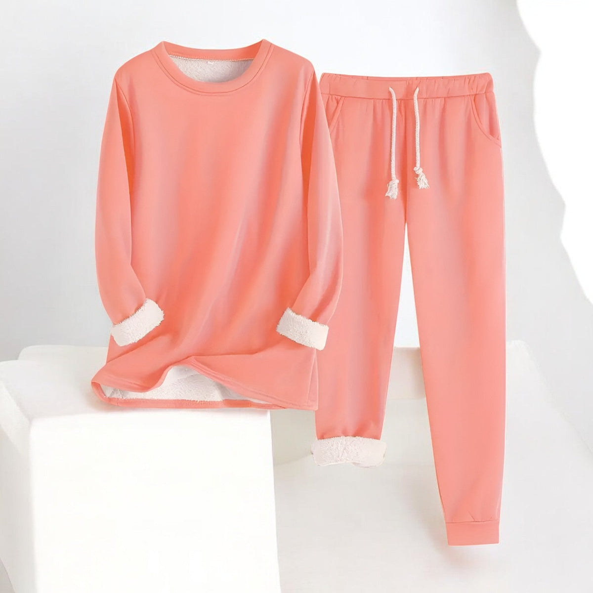 Unisex lounge set with crew neck sweatshirt and drawstring jogger trousers