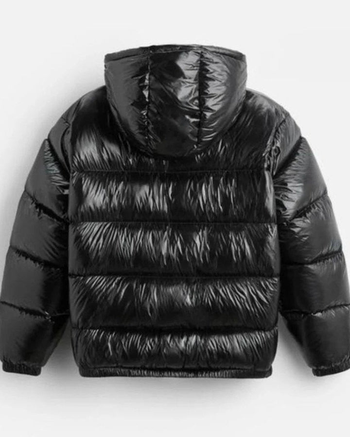 Men's hooded quilted puffer jacket with zip pockets