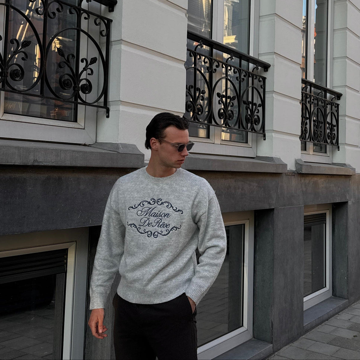 Mohair sweater with crew neckline and long sleeves