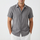 Men's Short Sleeve Shirt, Button Up Relaxed Fit Solid Colour Casual Summer Shirt