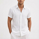 Men's Short Sleeve Shirt, Button Up Relaxed Fit Solid Colour Casual Summer Shirt