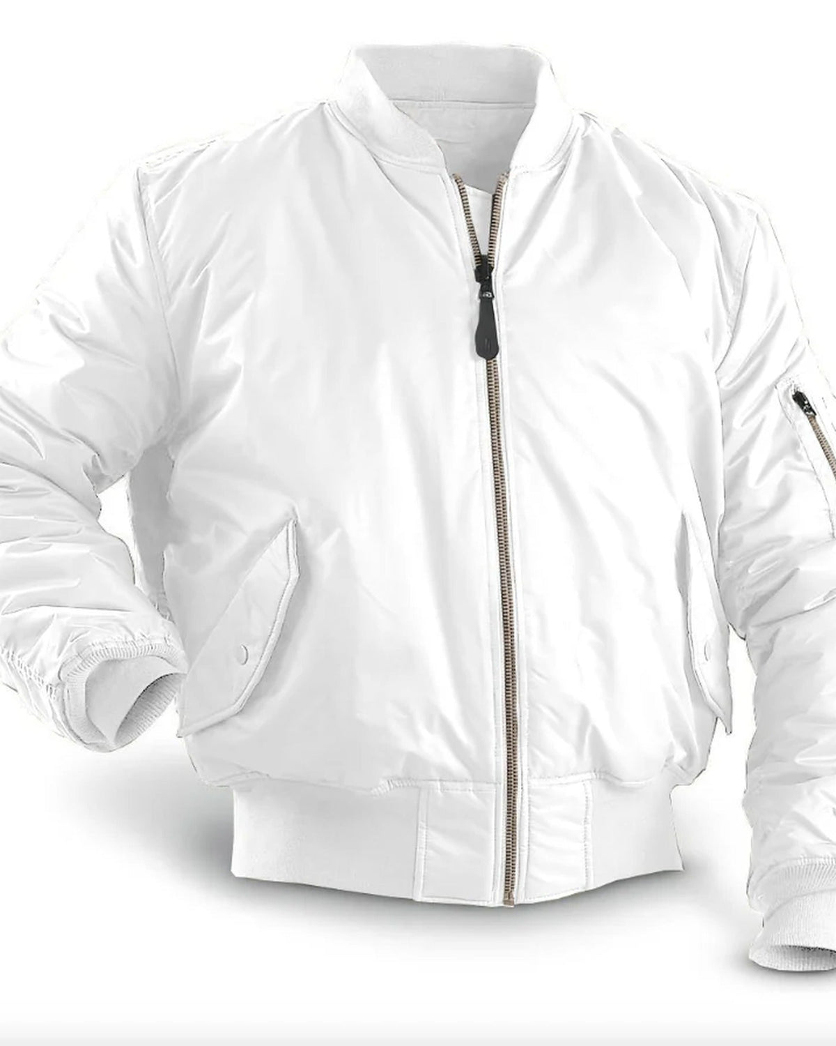 Men's bomber jacket with mock neck, front zip and multiple zipped pockets