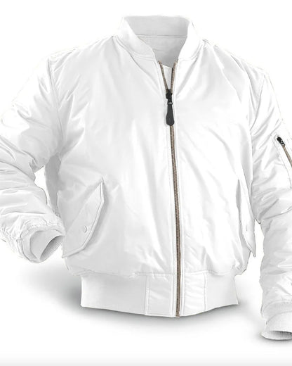 Men's bomber jacket with mock neck, front zip and multiple zipped pockets