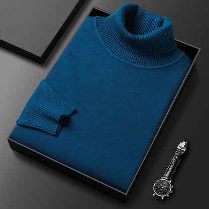 Solid ribbed turtleneck sweater folded in a presentation box