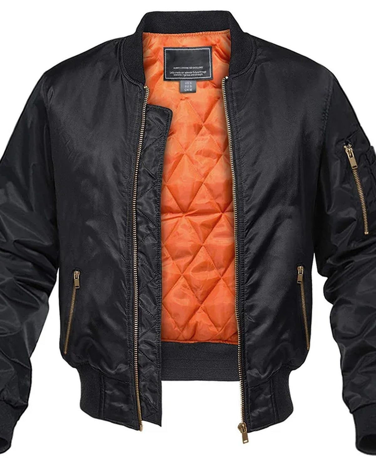 Men's bomber jacket with mock neck, front zip and multiple zipped pockets