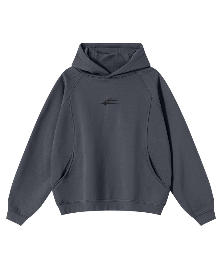 Unisex hooded sweatshirt with visible logo and long sleeves