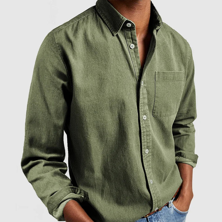 Men's Breathable Smart Casual Shirt, Long Sleeve Button-Down Regular Fit Dress Shirt