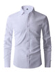 Men's fitted long sleeve shirt with point collar and button front in white