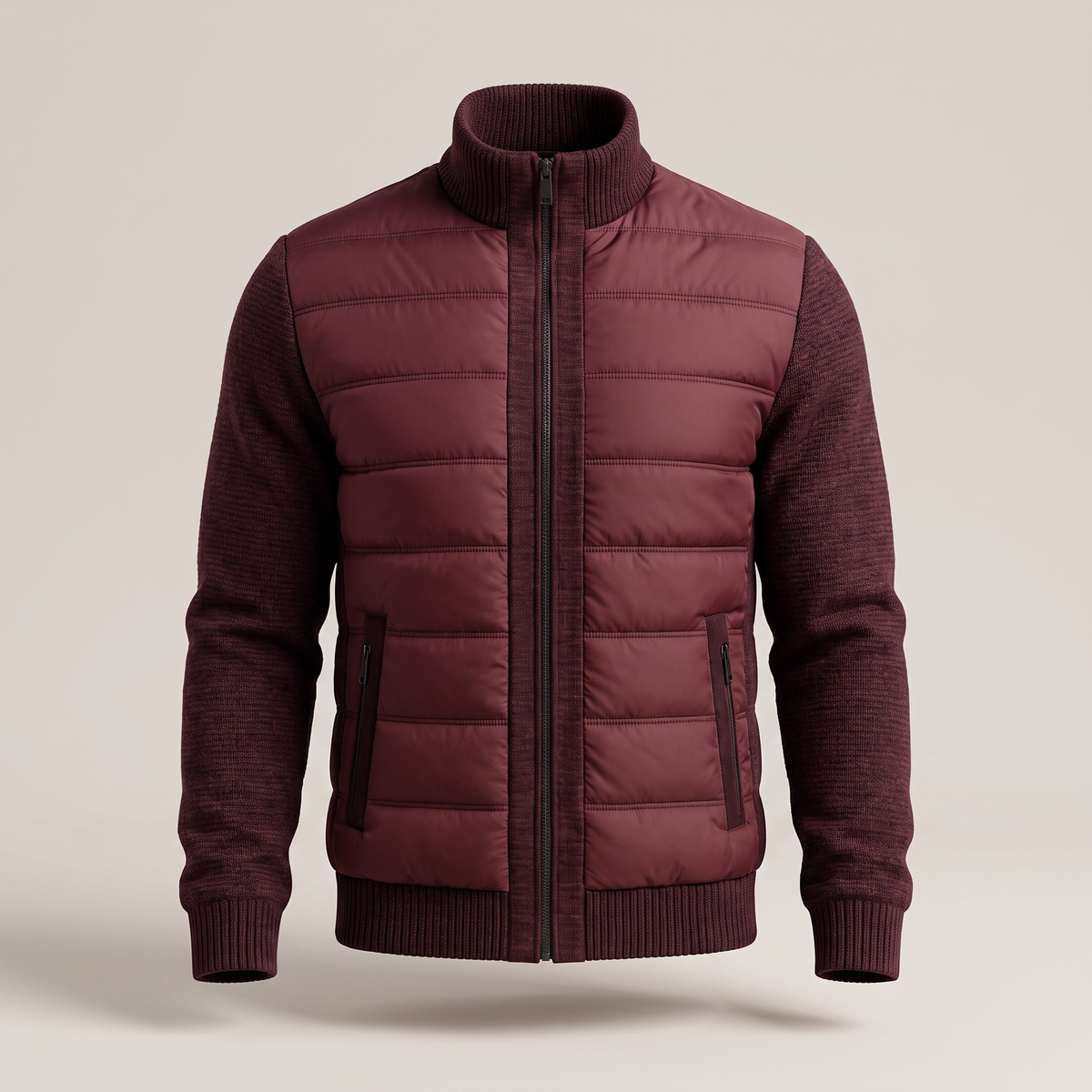 Quilted unisex puffer jacket with long sleeves and hip-length cut