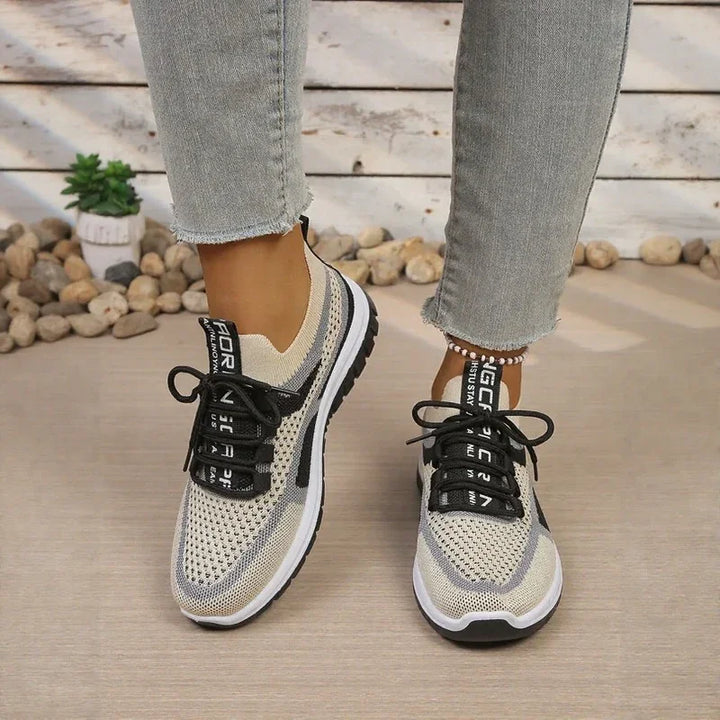 Mesh lace-up sneakers with contrasting panels and textured soles