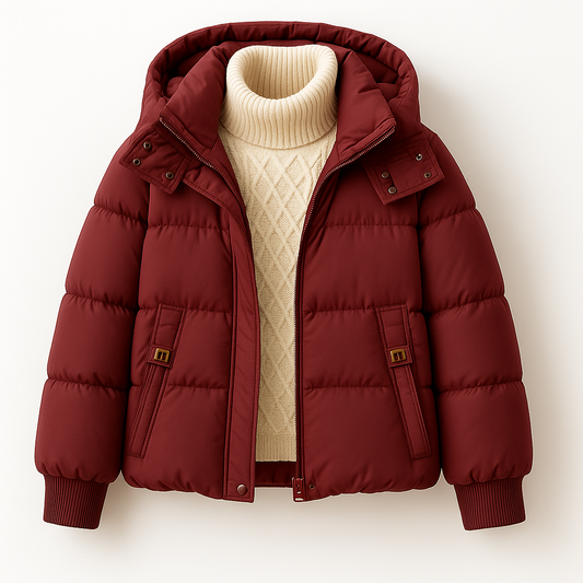 Quilted hooded puffer jacket with ribbed cuffs and front pockets