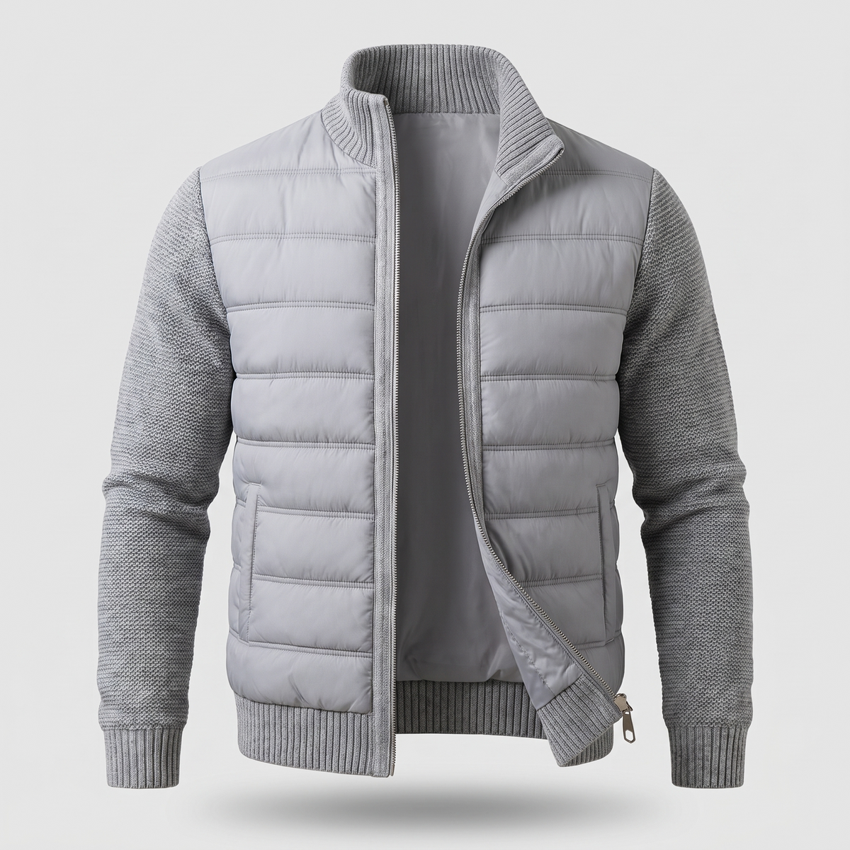 Quilted unisex puffer jacket with long sleeves and hip-length cut