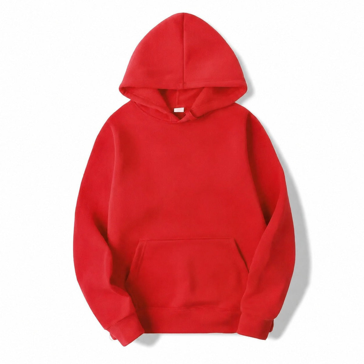 Plain hooded pullover hoodie with long sleeves and kangaroo pocket