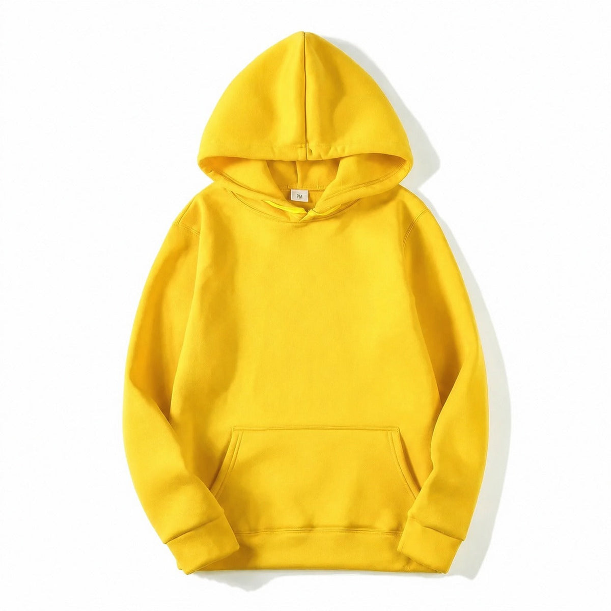 Plain hooded pullover hoodie with long sleeves and kangaroo pocket