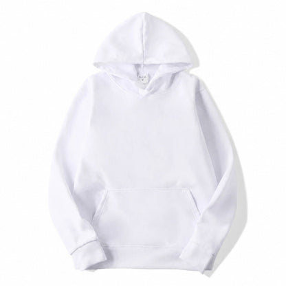 Plain hooded pullover hoodie with long sleeves and kangaroo pocket