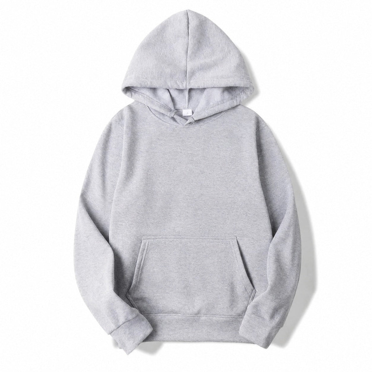 Plain hooded pullover hoodie with long sleeves and kangaroo pocket