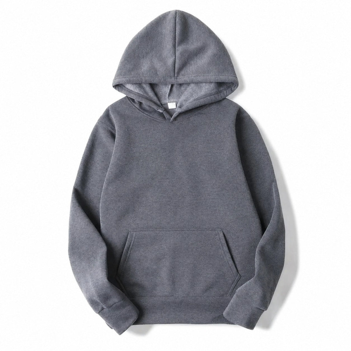 Plain hooded pullover hoodie with long sleeves and kangaroo pocket