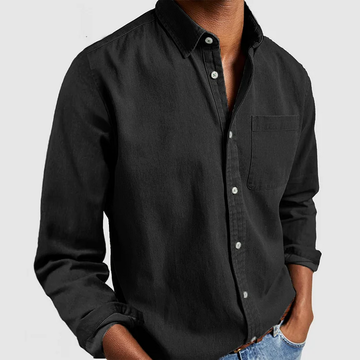 Men's Breathable Smart Casual Shirt, Long Sleeve Button-Down Regular Fit Dress Shirt